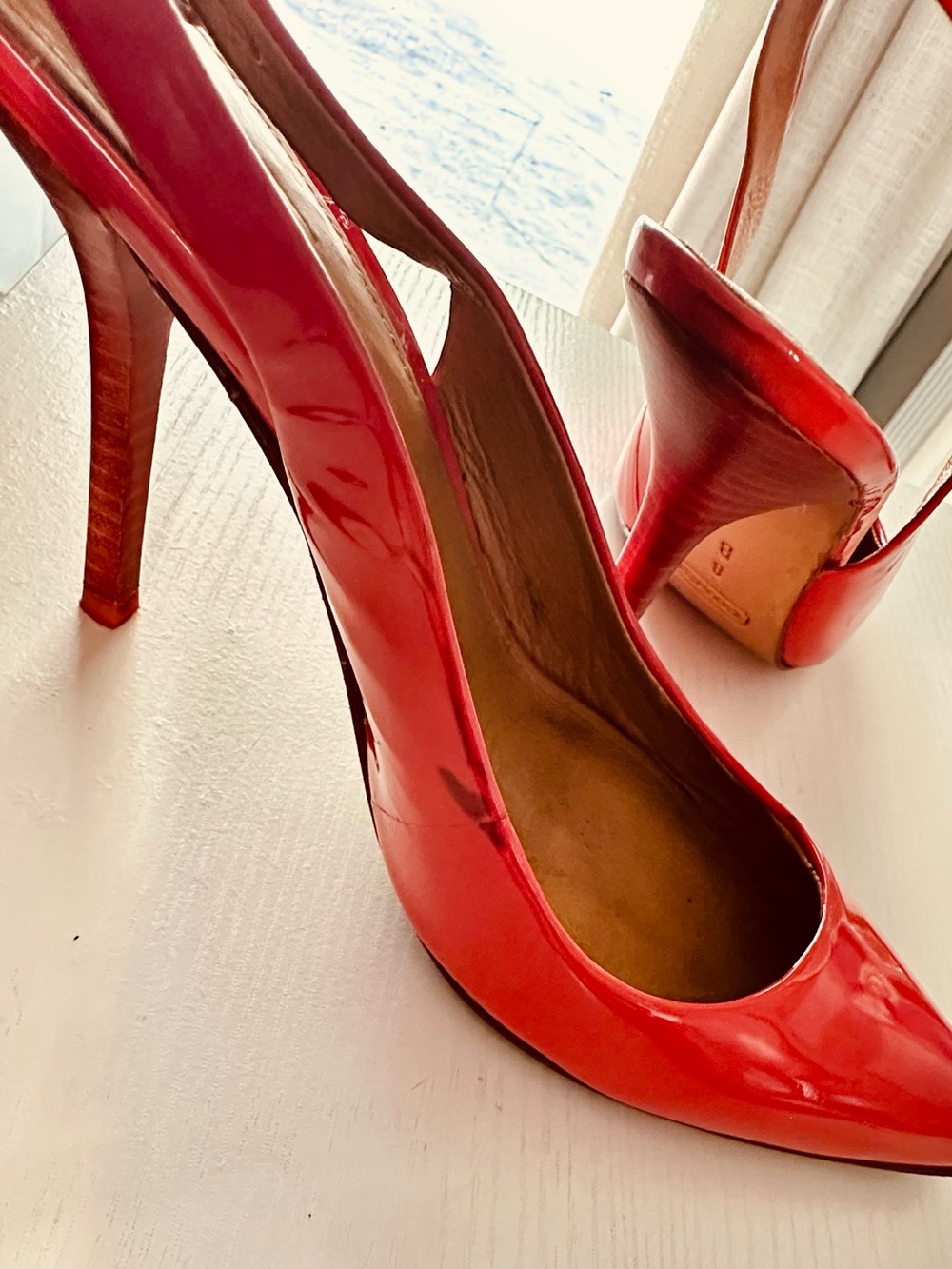 Coach Red Patent Slingback Pointed Pumps - Picture 6 of 7